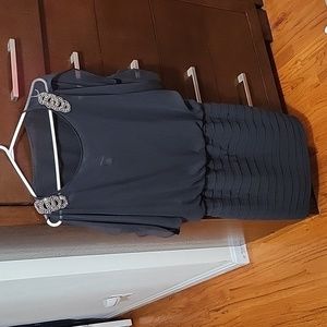 R&M Richards Embellished Dress and Illusion Cut Out Sleeves